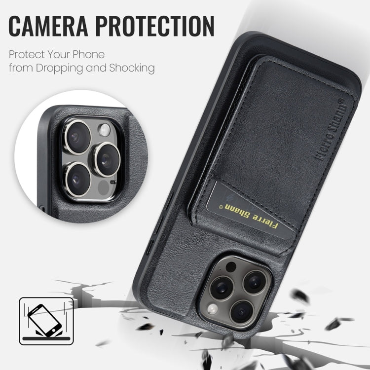 For iPhone 16 Pro Max Fierre Shann Cowhide Vertical Flip Magnetic Card Holder Phone Case(Black) - iPhone 16 Pro Max Cases by FIERRE SHANN | Online Shopping South Africa | PMC Jewellery | Buy Now Pay Later Mobicred