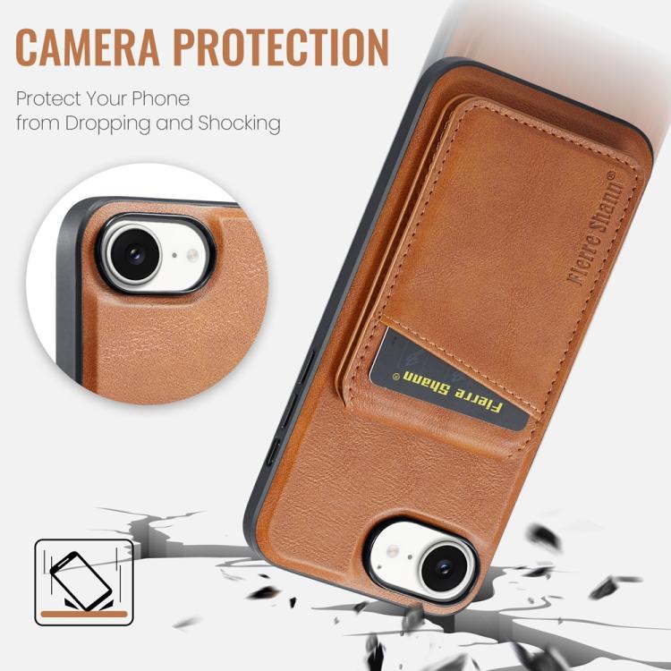 For iPhone 16e Fierre Shann Cowhide Vertical Flip Magnetic Card Holder Phone Case(Brown) - free shipping - PMc TechLife - Order now!