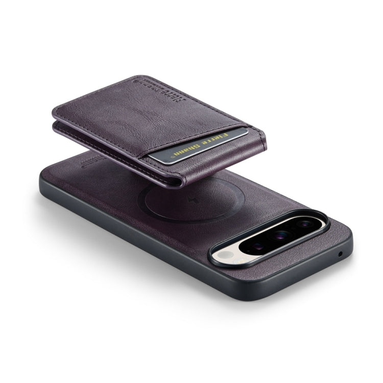 For Google Pixel 9 Pro Fierre Shann Cowhide Vertical Flip Magnetic Card Holder Phone Case(Purple) - free shipping - PMC TechLife - Order now!