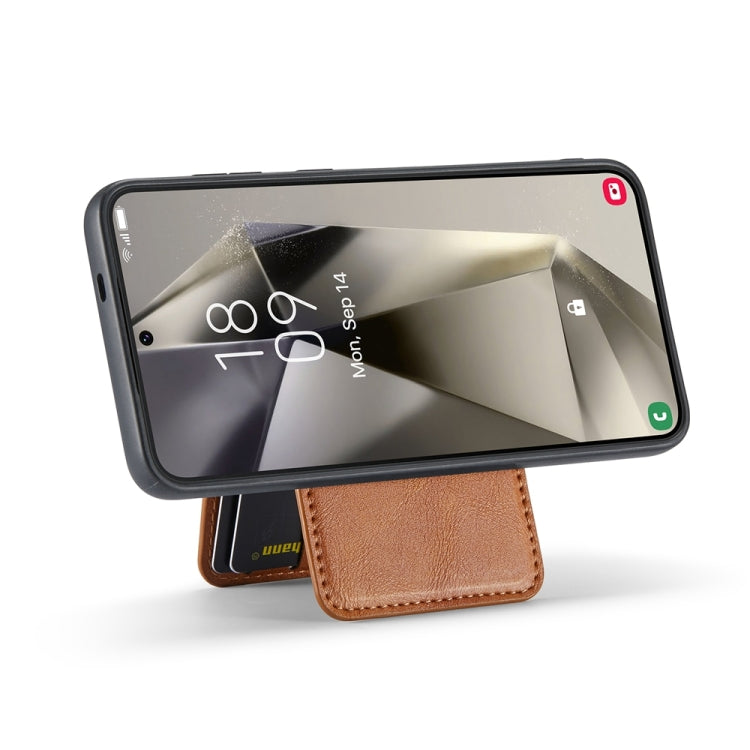 For Samsung Galaxy S24+ 5G Fierre Shann Cowhide Vertical Flip Magnetic Card Holder Phone Case(Brown) - Galaxy S24+ 5G Cases by FIERRE SHANN | Online Shopping South Africa | PMC Jewellery | Buy Now Pay Later Mobicred