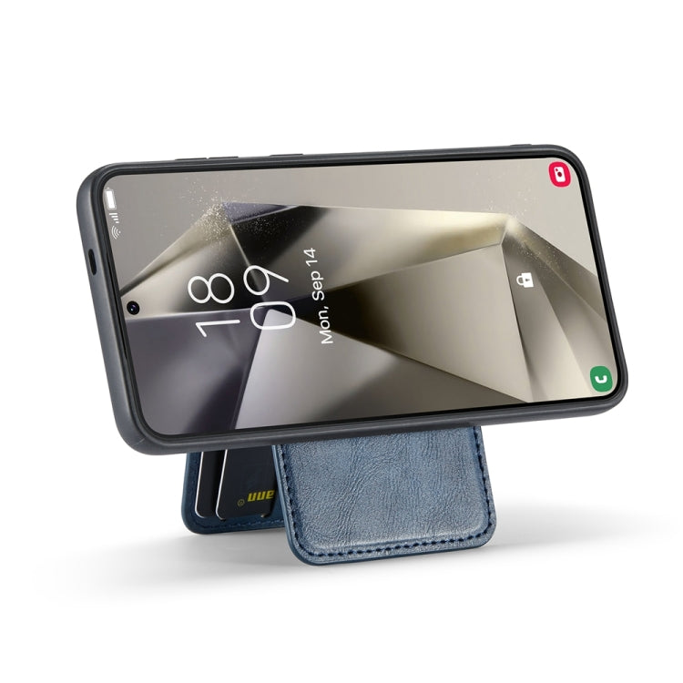 For Samsung Galaxy S24+ 5G Fierre Shann Cowhide Vertical Flip Magnetic Card Holder Phone Case(Blue) - Galaxy S24+ 5G Cases by FIERRE SHANN | Online Shopping South Africa | PMC Jewellery | Buy Now Pay Later Mobicred