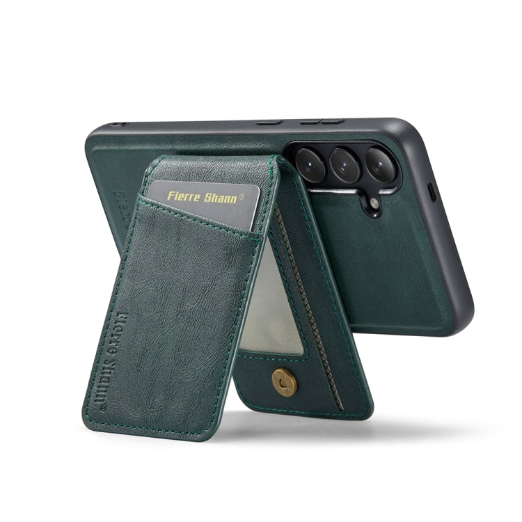 For Samsung Galaxy S24+ 5G Fierre Shann Cowhide Vertical Flip Magnetic Card Holder Phone Case(Green) - free shipping - PMC Jewellery - Order now!