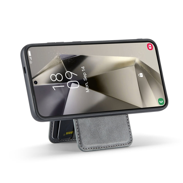 For Samsung Galaxy S24+ 5G Fierre Shann Cowhide Vertical Flip Magnetic Card Holder Phone Case(Grey) - free shipping - PMC Jewellery - Order now!