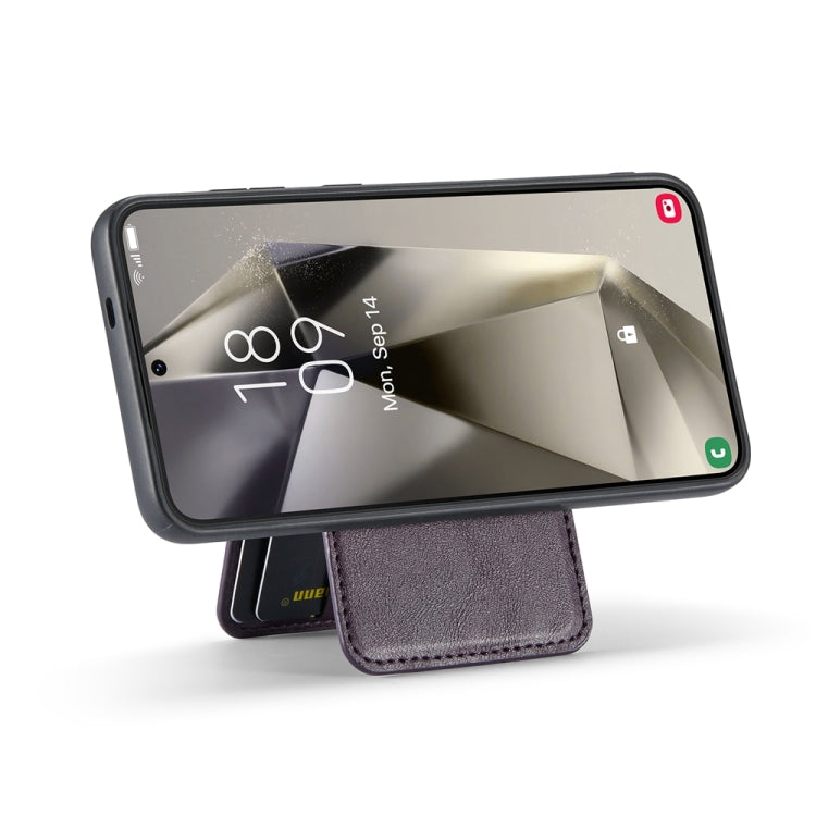 For Samsung Galaxy S24+ 5G Fierre Shann Cowhide Vertical Flip Magnetic Card Holder Phone Case(Purple) - free shipping - PMC Jewellery - Order now!