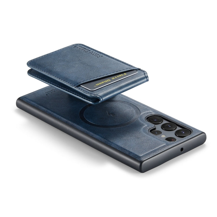 For Samsung Galaxy S24 Ultra 5G Fierre Shann Cowhide Vertical Flip Magnetic Card Holder Phone Case(Blue) - free shipping - PMC Jewellery - Order now!