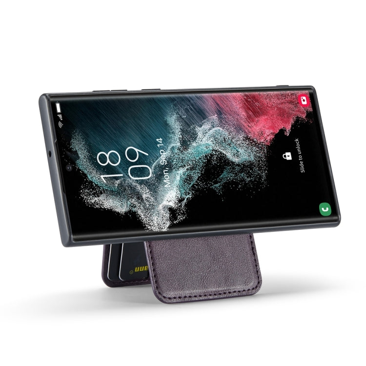 For Samsung Galaxy S24 Ultra 5G Fierre Shann Cowhide Vertical Flip Magnetic Card Holder Phone Case(Purple) - free shipping - PMC Jewellery - Order now!