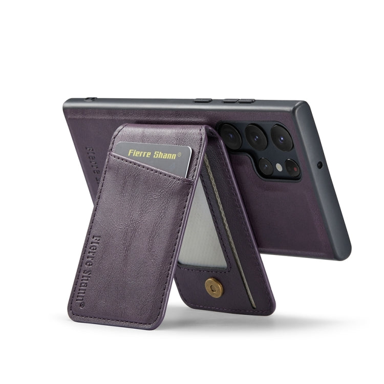 For Samsung Galaxy S24 Ultra 5G Fierre Shann Cowhide Vertical Flip Magnetic Card Holder Phone Case(Purple) - free shipping - PMC Jewellery - Order now!