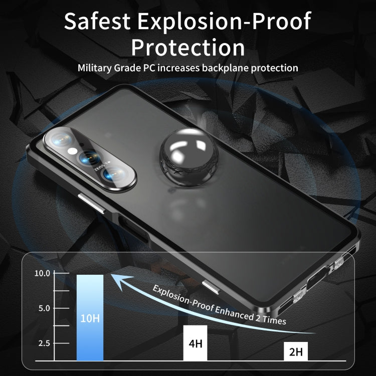 For Sony Xperia 1 V HD Magnetic Metal Tempered Glass Phone Case(Black) - Sony Cases by PMC TechLife | Online Shopping South Africa | PMC TechLife | Buy Now Pay Later Mobicred