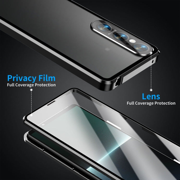 For Sony Xperia 1 V HD Magnetic Metal Tempered Glass Phone Case(Black) - Sony Cases by PMC TechLife | Online Shopping South Africa | PMC TechLife | Buy Now Pay Later Mobicred