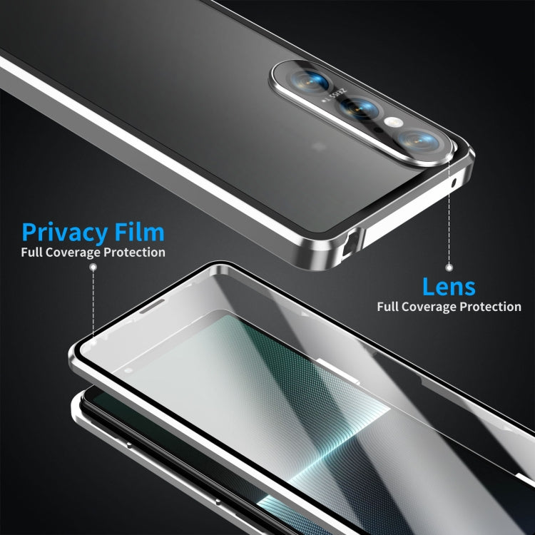 For Sony Xperia 1 V HD Magnetic Metal Tempered Glass Phone Case(Silver) - Sony Cases by PMC TechLife | Online Shopping South Africa | PMC TechLife | Buy Now Pay Later Mobicred