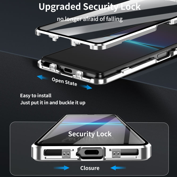 For Sony Xperia 1 V HD Magnetic Metal Tempered Glass Phone Case(Silver) - Sony Cases by PMC TechLife | Online Shopping South Africa | PMC TechLife | Buy Now Pay Later Mobicred