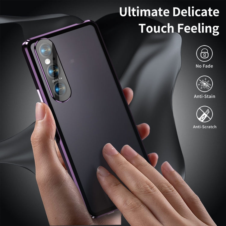 For Sony Xperia 1 V HD Magnetic Metal Tempered Glass Phone Case(Purple) - Sony Cases by PMC TechLife | Online Shopping South Africa | PMC TechLife | Buy Now Pay Later Mobicred