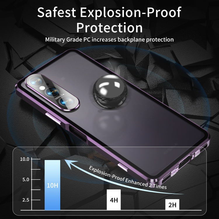 For Sony Xperia 1 V HD Magnetic Metal Tempered Glass Phone Case(Purple) - Sony Cases by PMC TechLife | Online Shopping South Africa | PMC TechLife | Buy Now Pay Later Mobicred