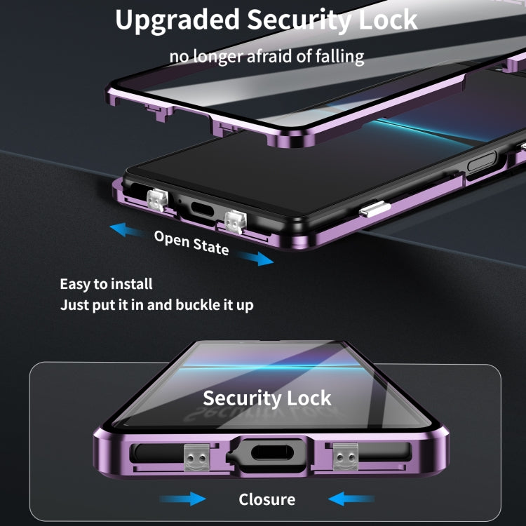 For Sony Xperia 1 V HD Magnetic Metal Tempered Glass Phone Case(Purple) - Sony Cases by PMC TechLife | Online Shopping South Africa | PMC TechLife | Buy Now Pay Later Mobicred