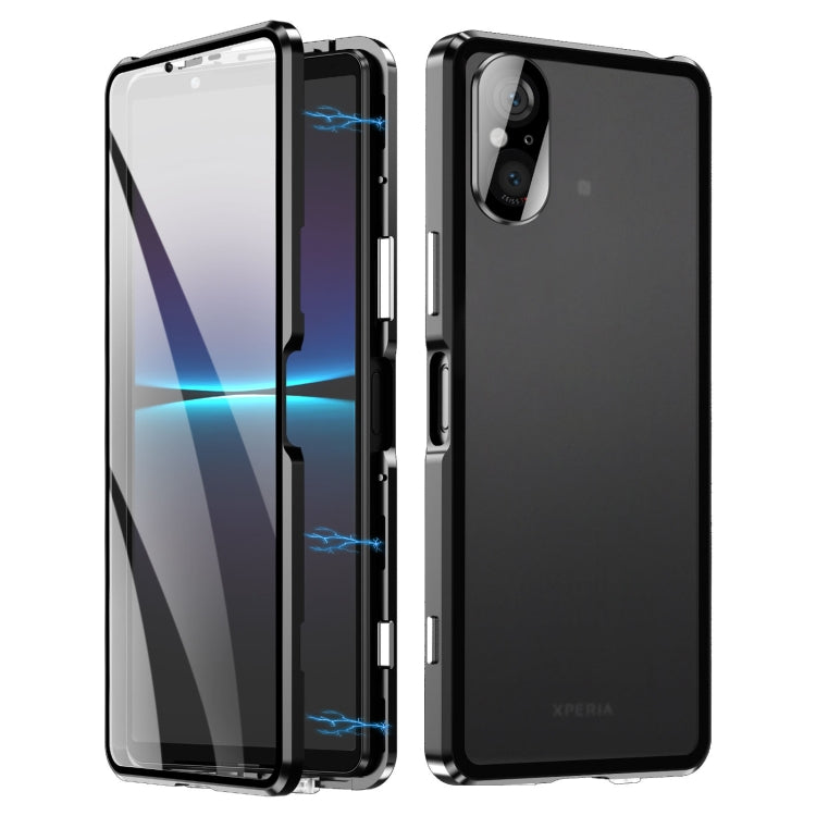 For Sony Xperia 5 V HD Magnetic Metal Tempered Glass Phone Case(Black) - Sony Cases by PMC TechLife | Online Shopping South Africa | PMC TechLife | Buy Now Pay Later Mobicred
