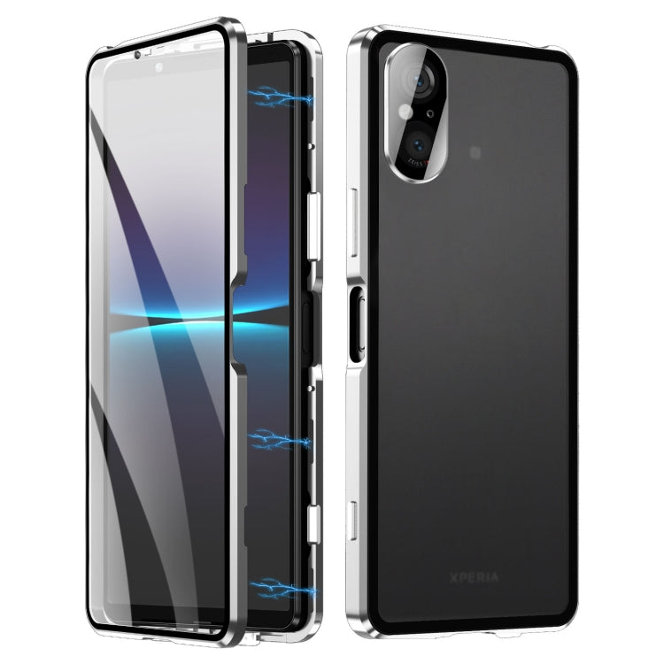 For Sony Xperia 5 V HD Magnetic Metal Tempered Glass Phone Case(Silver) - free shipping - PMC TechLife - Order now!