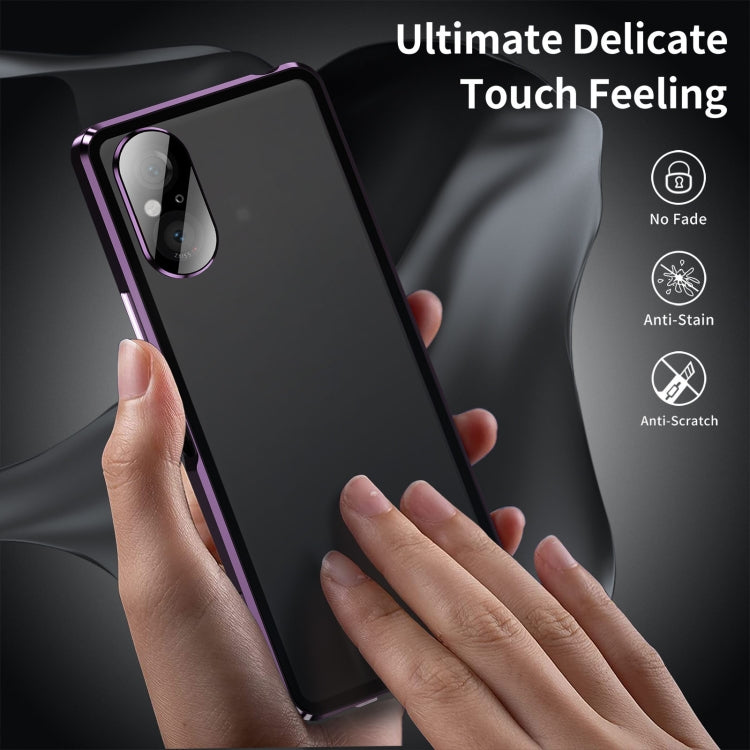 For Sony Xperia 5 V HD Magnetic Metal Tempered Glass Phone Case(Purple) - Sony Cases by PMC TechLife | Online Shopping South Africa | PMC TechLife | Buy Now Pay Later Mobicred