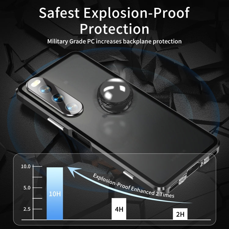 For Sony Xperia 10 V HD Magnetic Metal Tempered Glass Phone Case(Black) - Sony Cases by PMC TechLife | Online Shopping South Africa | PMC TechLife | Buy Now Pay Later Mobicred