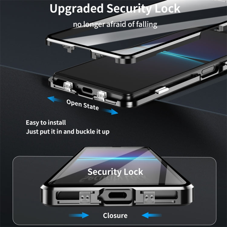 For Sony Xperia 1 VI HD Magnetic Metal Tempered Glass Phone Case(Black) - Sony Cases by PMC TechLife | Online Shopping South Africa | PMC TechLife | Buy Now Pay Later Mobicred
