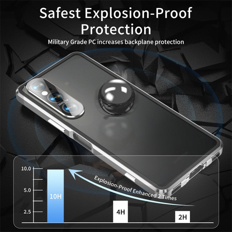 For Sony Xperia 1 VI HD Magnetic Metal Tempered Glass Phone Case(Silver) - Sony Cases by PMC TechLife | Online Shopping South Africa | PMC TechLife | Buy Now Pay Later Mobicred