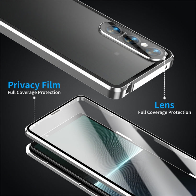 For Sony Xperia 1 VI HD Magnetic Metal Tempered Glass Phone Case(Silver) - Sony Cases by PMC TechLife | Online Shopping South Africa | PMC TechLife | Buy Now Pay Later Mobicred