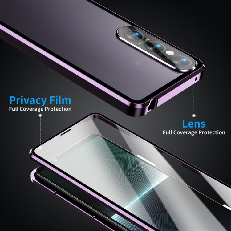 For Sony Xperia 1 VI HD Magnetic Metal Tempered Glass Phone Case(Purple) - Sony Cases by PMC TechLife | Online Shopping South Africa | PMC TechLife | Buy Now Pay Later Mobicred