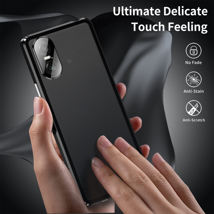 For Sony Xperia 10 VI HD Magnetic Metal Tempered Glass Phone Case(Black) - Sony Cases by PMC TechLife | Online Shopping South Africa | PMC TechLife | Buy Now Pay Later Mobicred