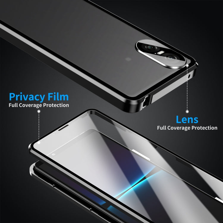 For Sony Xperia 10 VI HD Magnetic Metal Tempered Glass Phone Case(Black) - Sony Cases by PMC TechLife | Online Shopping South Africa | PMC TechLife | Buy Now Pay Later Mobicred