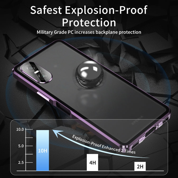 For Sony Xperia 10 VI HD Magnetic Metal Tempered Glass Phone Case(Purple) - Sony Cases by PMC TechLife | Online Shopping South Africa | PMC TechLife | Buy Now Pay Later Mobicred