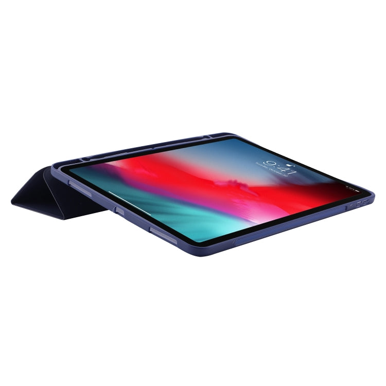 For iPad Pro 13 2024 Skin Feel Tri-fold Leather Tablet Case with Pen Slot(Dark Blue) - iPad Pro 13 2024 Cases by PMC TechLife | Online Shopping South Africa | PMC TechLife | Buy Now Pay Later Mobicred