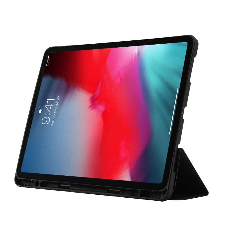 For iPad Pro 13 2024 Skin Feel Tri-fold Leather Tablet Case with Pen Slot(Black) - iPad Pro 13 2024 Cases by PMC TechLife | Online Shopping South Africa | PMC TechLife | Buy Now Pay Later Mobicred