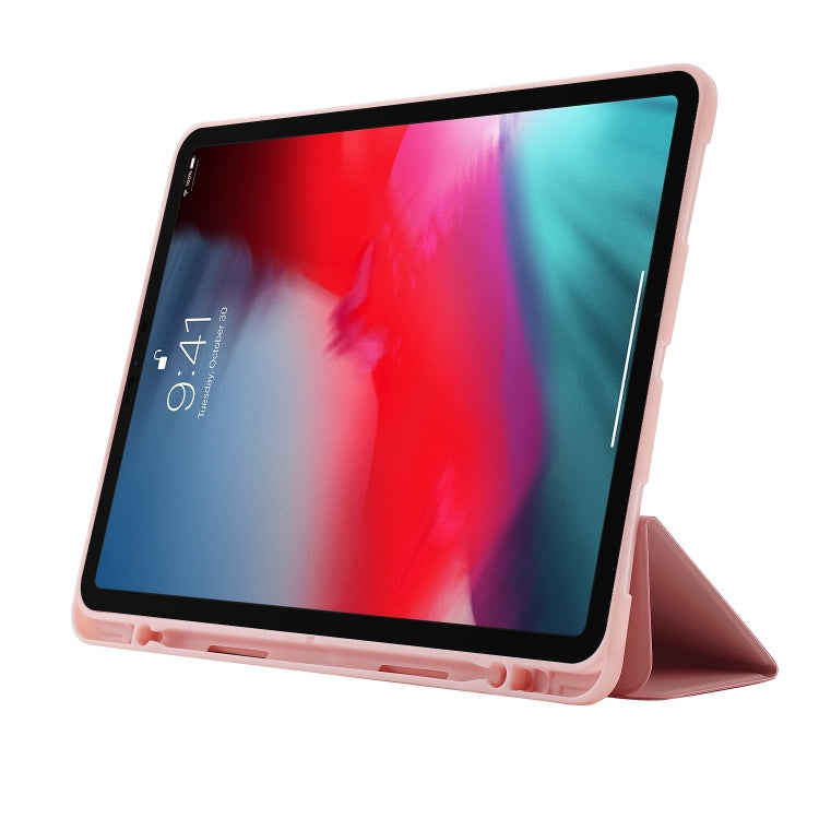 For iPad Air 11 2025 / 2024 Skin Feel Tri-fold Leather Tablet Case with Pen Slot(Pink) - iPad Air 11 2025 / 2024 Cases by PMC TechLife | Online Shopping South Africa | PMC TechLife | Buy Now Pay Later Mobicred