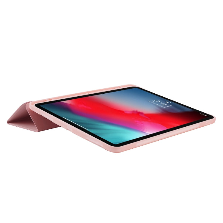 For iPad Air 11 2025 / 2024 Skin Feel Tri-fold Leather Tablet Case with Pen Slot(Pink) - iPad Air 11 2025 / 2024 Cases by PMC TechLife | Online Shopping South Africa | PMC TechLife | Buy Now Pay Later Mobicred