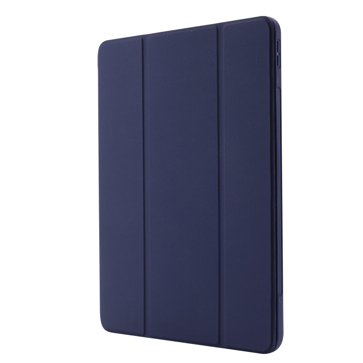 For iPad Air 11 2025 / 2024 Skin Feel Tri-fold Leather Tablet Case with Pen Slot(Dark Blue) - iPad Air 11 2025 / 2024 Cases by PMC TechLife | Online Shopping South Africa | PMC TechLife | Buy Now Pay Later Mobicred