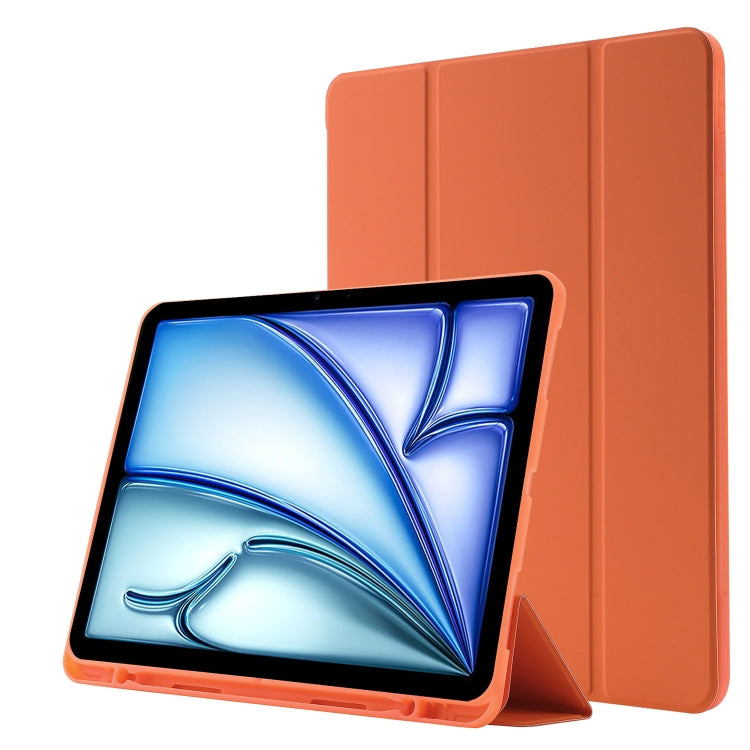 For iPad Air 11 2025 / 2024 Skin Feel Tri-fold Leather Tablet Case with Pen Slot(Orange) - iPad Air 11 2025 / 2024 Cases by PMC TechLife | Online Shopping South Africa | PMC TechLife | Buy Now Pay Later Mobicred