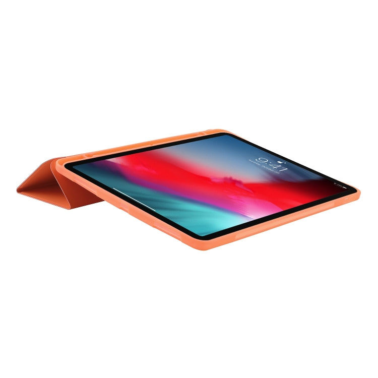 For iPad Air 11 2025 / 2024 Skin Feel Tri-fold Leather Tablet Case with Pen Slot(Orange) - iPad Air 11 2025 / 2024 Cases by PMC TechLife | Online Shopping South Africa | PMC TechLife | Buy Now Pay Later Mobicred