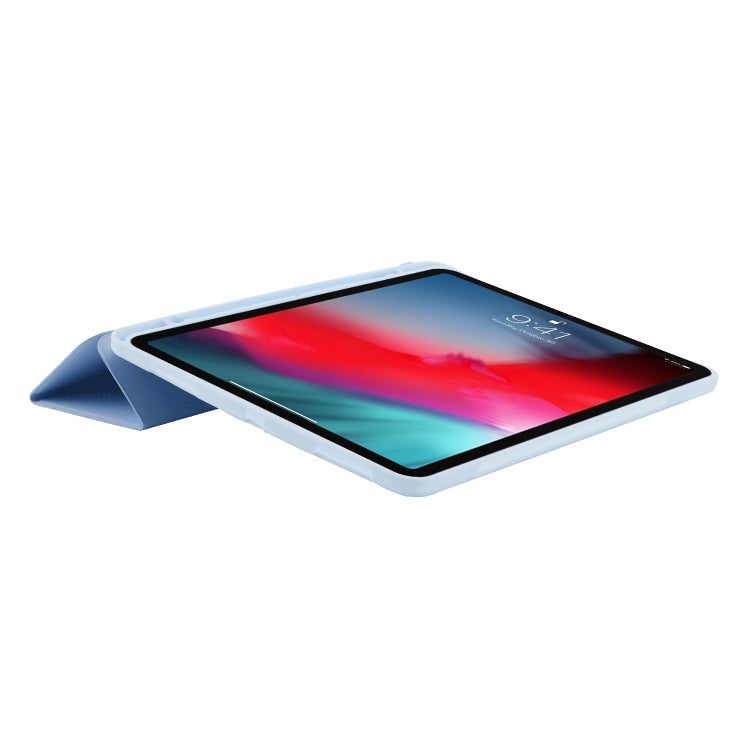 For iPad Air 13 2025 / 2024 Skin Feel Tri-fold Leather Tablet Case with Pen Slot(Light Blue) - iPad Air 13 2025 / 2024 Cases by PMC TechLife | Online Shopping South Africa | PMC TechLife | Buy Now Pay Later Mobicred