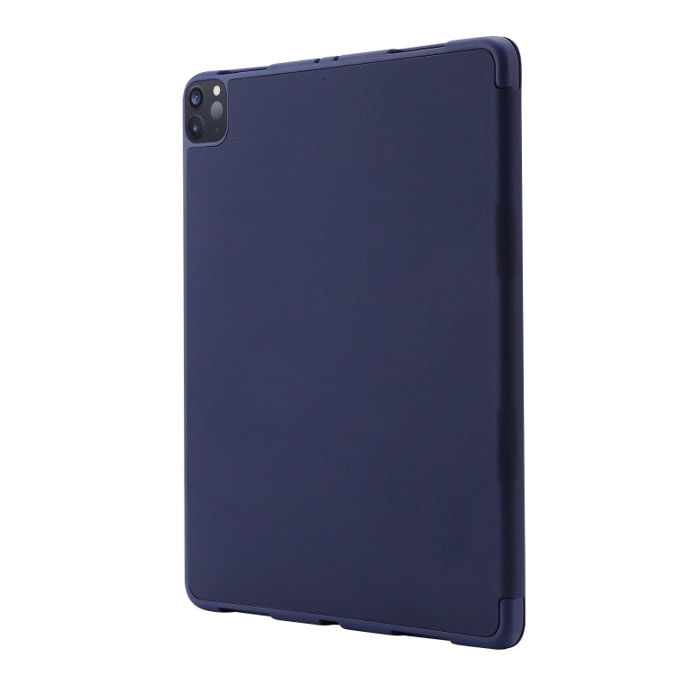 For iPad Air 13 2025 / 2024 Skin Feel Tri-fold Leather Tablet Case with Pen Slot(Dark Blue) - iPad Air 13 2025 / 2024 Cases by PMC TechLife | Online Shopping South Africa | PMC TechLife | Buy Now Pay Later Mobicred