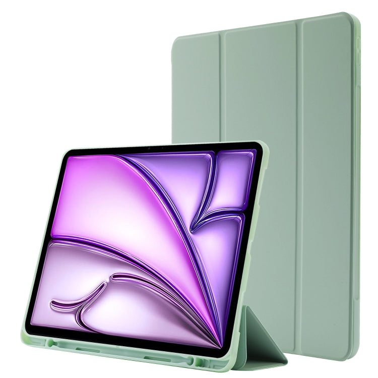 For iPad Air 13 2024 Skin Feel Tri-fold Leather Tablet Case with Pen Slot(Matcha Green) - iPad Air 13 2024 Cases by PMC TechLife | Online Shopping South Africa | PMC TechLife | Buy Now Pay Later Mobicred