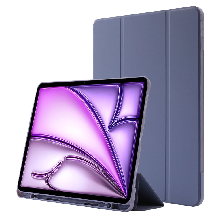 For iPad Air 13 2024 Skin Feel Tri-fold Leather Tablet Case with Pen Slot(Lavender) - iPad Air 13 2024 Cases by PMC TechLife | Online Shopping South Africa | PMC TechLife | Buy Now Pay Later Mobicred