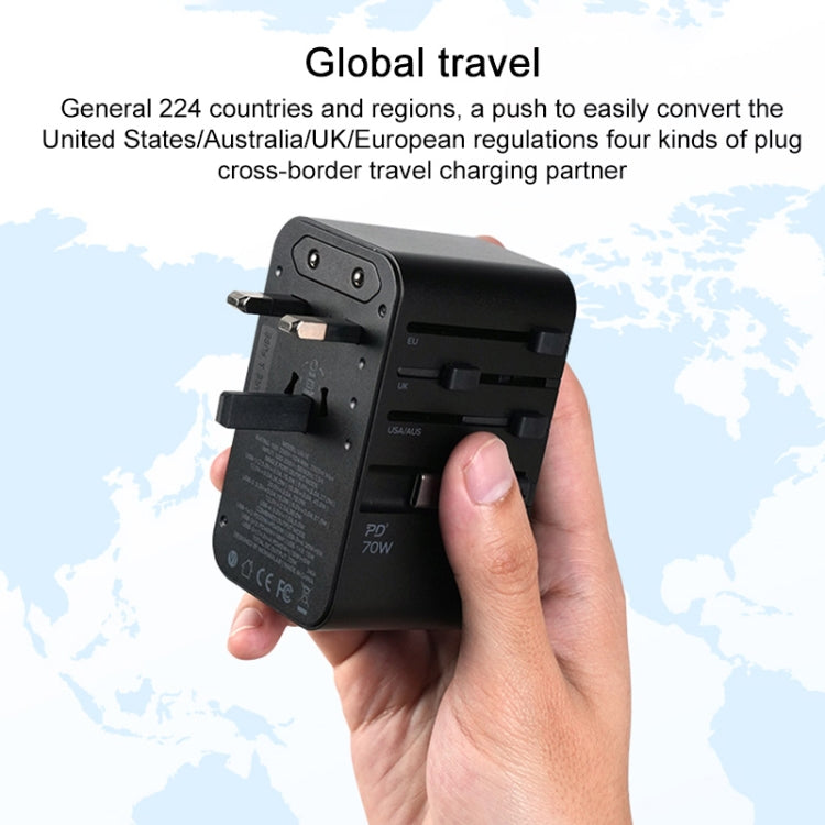 MOMAX 1-World+ 70W Gallium Nitride Expansion Cable Global Conversion Socket Power Adapter(Black) - free shipping - PMC TechLife - Order now!