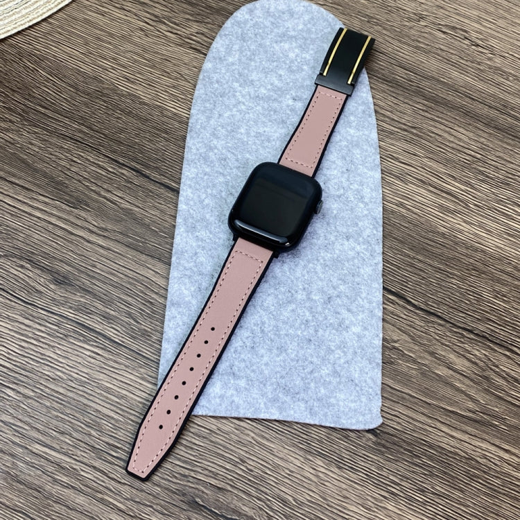 For Apple Watch Series 10 46mm Trapezoid Fold Magnetic Buckle Silicone PU Watch Band(Pink) - Watch Bands by PMC TechLife | Online Shopping South Africa | PMC TechLife | Buy Now Pay Later Mobicred