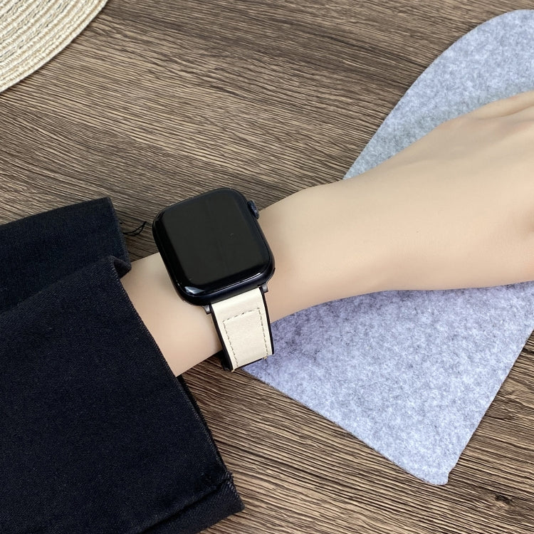 For Apple Watch 38mm Trapezoid Fold Magnetic Buckle Silicone PU Watch Band(Beige Gold) - free shipping - PMC TechLife - Order now!