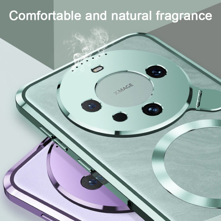 For Huawei Mate 60 Pro Aromatherapy Holder Single-sided MagSafe Magnetic Phone Case(Silver) - Huawei Cases by PMC TechLife | Online Shopping South Africa | PMC TechLife | Buy Now Pay Later Mobicred