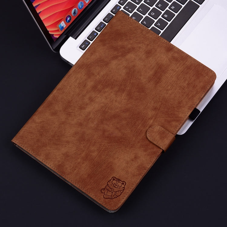For iPad Air 13 2025 / 2024 Embossed Tiger Pattern Leather Tablet Case(Brown) - iPad Air 13 2025 / 2024 Cases by PMC TechLife | Online Shopping South Africa | PMC TechLife | Buy Now Pay Later Mobicred