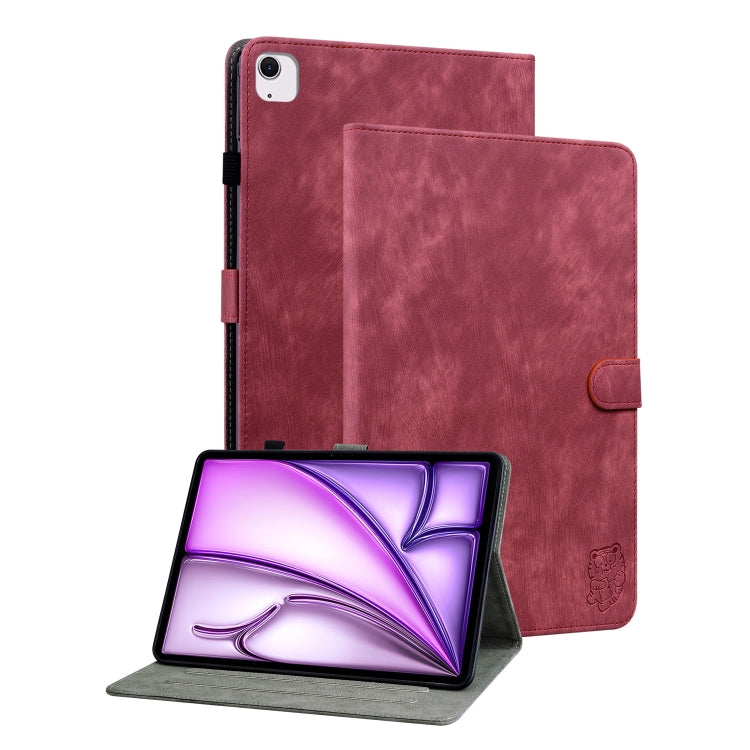 For iPad Air 13 2025 / 2024 Embossed Tiger Pattern Leather Tablet Case(Red) - iPad Air 13 2025 / 2024 Cases by PMC TechLife | Online Shopping South Africa | PMC TechLife | Buy Now Pay Later Mobicred