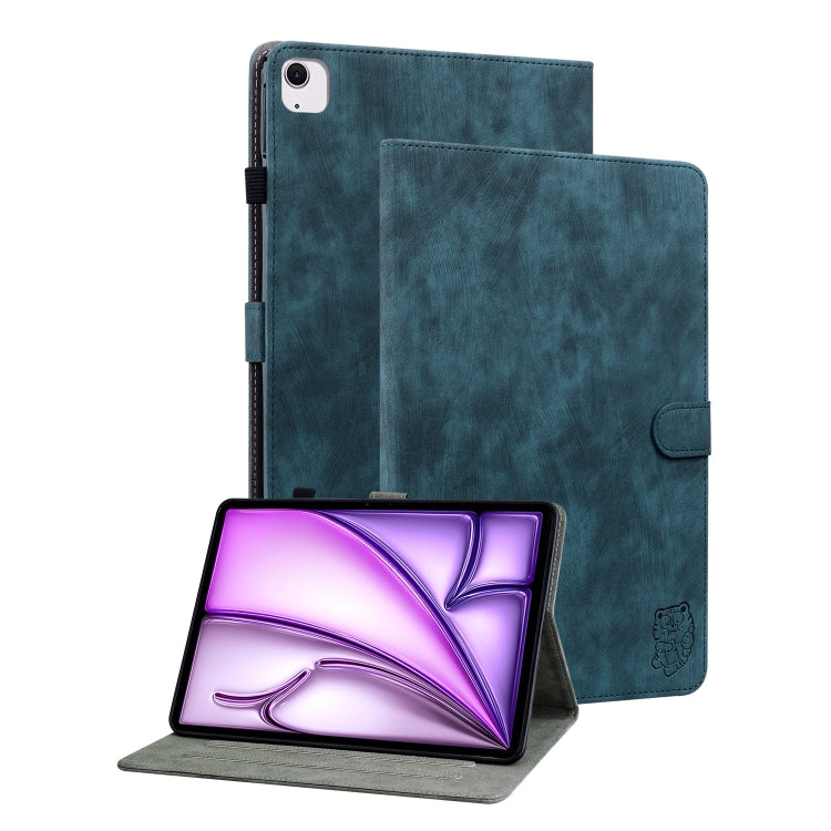 For iPad Air 13 2025 / 2024 Embossed Tiger Pattern Leather Tablet Case(Dark Blue) - iPad Air 13 2025 / 2024 Cases by PMC TechLife | Online Shopping South Africa | PMC TechLife | Buy Now Pay Later Mobicred