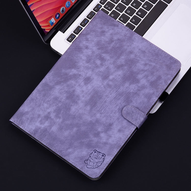 For iPad Air 11 2025 / 2024 Embossed Tiger Pattern Leather Tablet Case(Purple) - iPad Air 11 2025 / 2024 Cases by PMC TechLife | Online Shopping South Africa | PMC TechLife | Buy Now Pay Later Mobicred