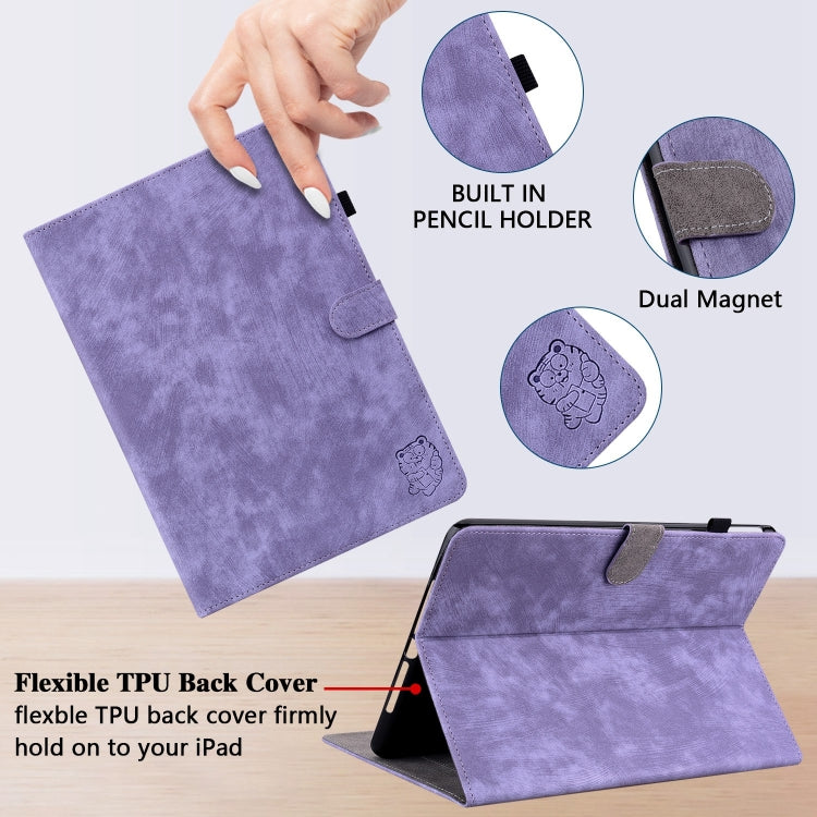 For iPad Air 11 2025 / 2024 Embossed Tiger Pattern Leather Tablet Case(Purple) - iPad Air 11 2025 / 2024 Cases by PMC TechLife | Online Shopping South Africa | PMC TechLife | Buy Now Pay Later Mobicred