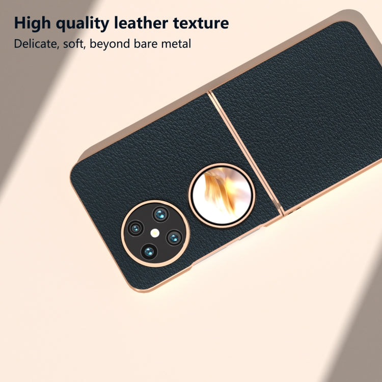For Huawei Pocket 2 Nano Plating Genuine Leather Wave Series Phone Case(Green) - Huawei Cases by PMC TechLife | Online Shopping South Africa | PMC TechLife | Buy Now Pay Later Mobicred